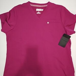Fabletics Vital 1  Women's V-Neck Scrub Top in Hibiscus XL New With Tags